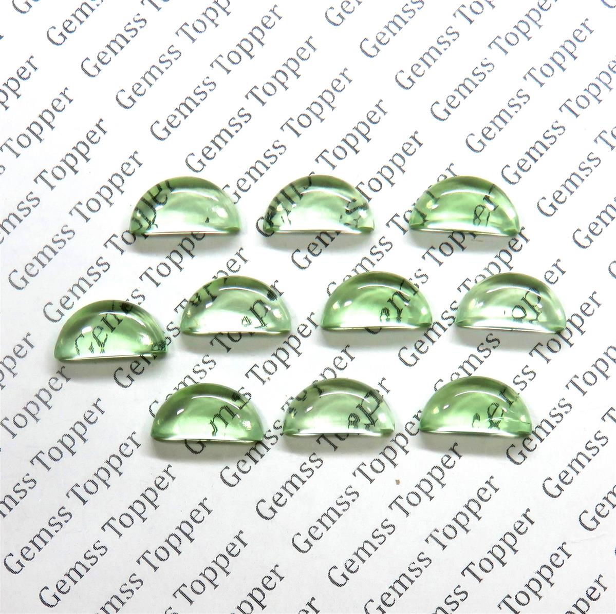 Green Amethyst 6x12 mm D Shape Cabochon